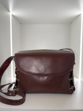 Vintage Principe Italian Brown Leather Women's Crossbody Satchel Bag